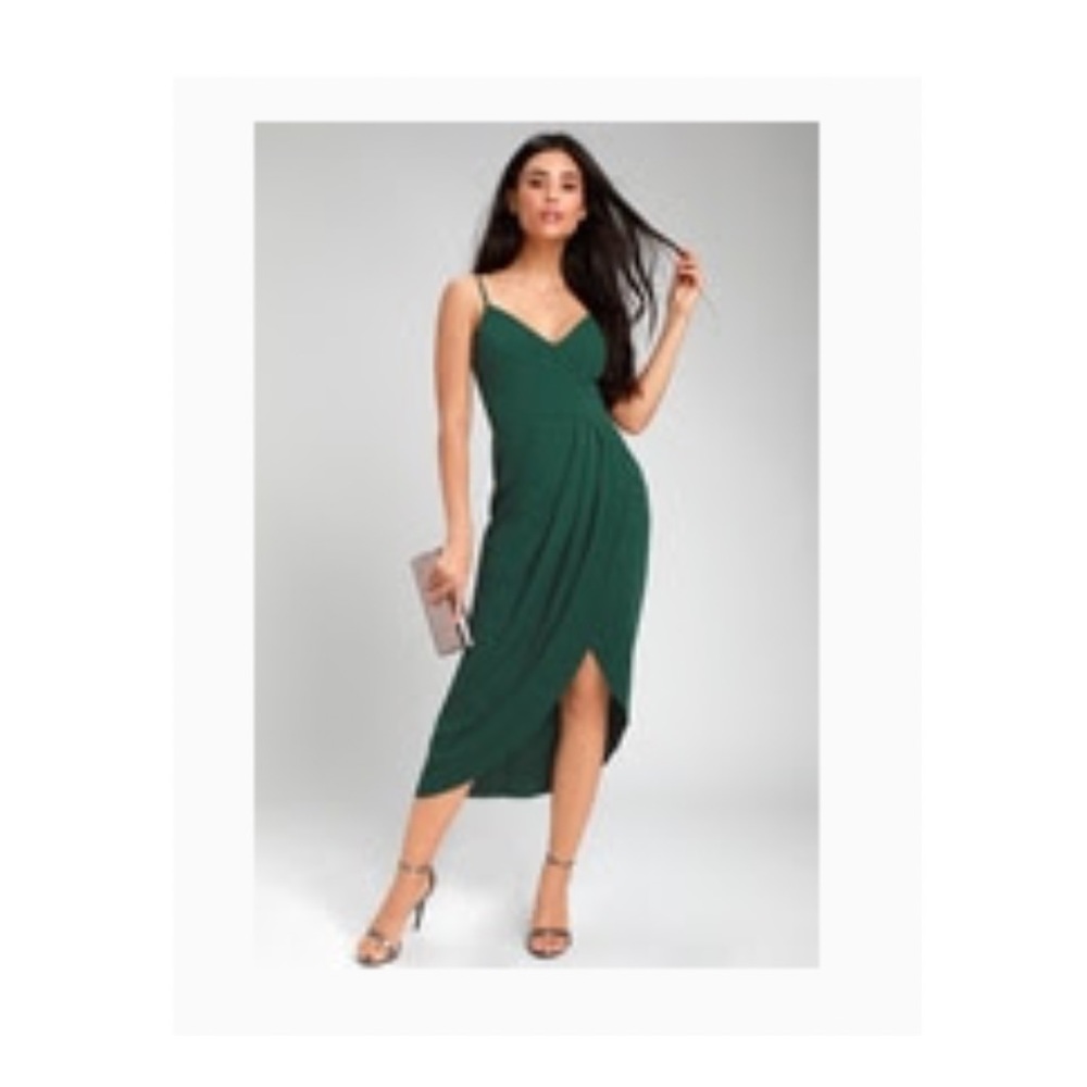 Lulu’s Reinette Dark Green Midi Dress